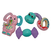  Погремушки 3 шт (змейка, слоник, конфетка) 22х15 см, пакет, 8368А-12 