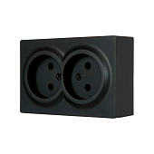  Розетка двойная накладная без заземления, цвет черн. бархат, Lezard LETO 