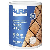 Декоративно-защитная лазурь для древесины "Aura Fasad Lazur" белая 0,9л Декоративно-защитная лазурь для древесины "Aura Fasad Lazur" белая 0,9л