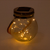  Фонарь садовый 14х12см стекло 20 microLED подвесной солнечная батарея, теплый белый арт.2024-6148 