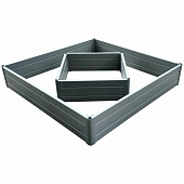 Клумба садовая двойная ПВХ 100х100см 50х50см Серая Клумба садовая двойная ПВХ 100х100см 50х50см Серая