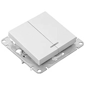  Выключатель встраиваемый 2 клавиши, цвет алюминий, с подсветкой, EKF Эпика 