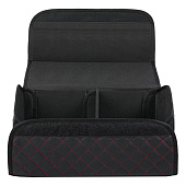 Бокс-органайзер в багажник 54х30х30см Экокожа Ромб Черный, строчка красная Бокс-органайзер в багажник 54х30х30см Экокожа Ромб Черный, строчка красная