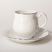  Чашка для чая 310 мл с блюдцем 160 см Thun Bernadotte, декор "Деколь, отводка платина" БТФ0223 