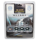 Разветвитель прикуривателя 3 гнезда + 1 USB IN-CAR.PRO Черный 5А, USB 500mA Разветвитель прикуривателя 3 гнезда + 1 USB IN-CAR.PRO Черный 5А, USB 500mA