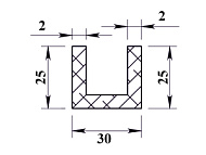  Алюминиевый П-образный профиль 25х30х25х2мм 2м 