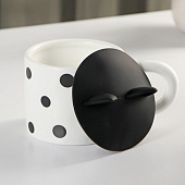  Кружка керамическая с силиконовой крышкой «Мяу», 350 мл, цвет белый и чёрный 9624076 