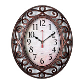  3126-004 (10) Часы настенные овал 31х26 см, корпус черный с бронзой "Классика" "Рубин" 