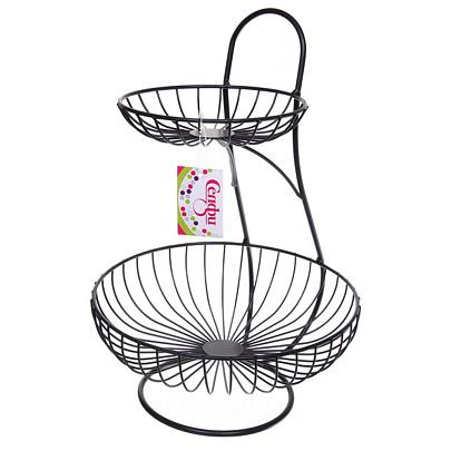  Фруктовница "Brownie" 2 яруса 16х25х36см черная, полоски 361-762 