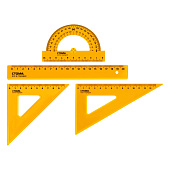  Набор чертежный СТАММ, размер M (лин. 20см, 2 треугольн. транспр.), прозрач,неон,ассорти 9644276 