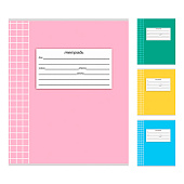 Тетрадь 12л крупная клетка однотонная Школьная классика-2, ассорти, 12-9123 Тетрадь 12л крупная клетка однотонная Школьная классика-2, ассорти, 12-9123