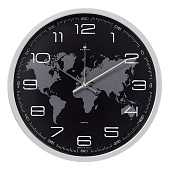  Часы настенные круг d=30см, корпус серебряный "Карта", Рубин, 3027-061 