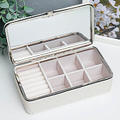  Шкатулка для украшений «Узор из ромбов. Белый перламутр», с зеркалом, искусственная кожа, 6х9.8х18.5 см 