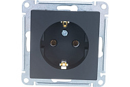 Розетка встраиваемая с заземлением, цвет карбон, SE AtlasDesign Розетка встраиваемая с заземлением, цвет карбон, SE AtlasDesign