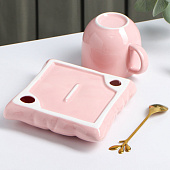 Чайная пара керамическая с ложкой «Зефирка», 2 предмета 250 мл, цвет розовый 6248585 Чайная пара керамическая с ложкой «Зефирка», 2 предмета 250 мл, цвет розовый 6248585