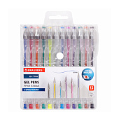  Набор гелевых ручек 12цв с блестками Brauberg Extra, 12 цветов, узел 0,7 мм, линия 0,35 мм, 143909 