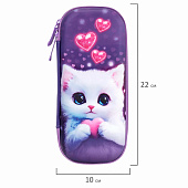 Пенал ЮНЛАНДИЯ, 1 отд., 1 откид.планка, карман, EVA покрытие soft touch, 22х10х5см, Cute cat,273184 Пенал ЮНЛАНДИЯ, 1 отд., 1 откид.планка, карман, EVA покрытие soft touch, 22х10х5см, Cute cat,273184