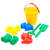 Песочный набор : ведёрко, 4 формочки для песка, грабли, лопатка, МИКС 2881391 Песочный набор : ведёрко, 4 формочки для песка, грабли, лопатка, МИКС 2881391