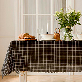  Скатерть (рогожка)  145х220 Доляна Клетка чёрная 5985630 