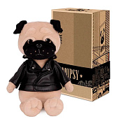  Мягкая игрушка Mopsy, мопс Мопси в кожаной куртке, 20 см, в коробке 