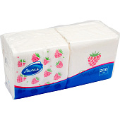  Салфетки бумажные Лилия 1сл 24х24 200л Малина + Малинки Арт.7587 