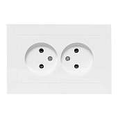  Розетка двойная встраиваемая без заземления, цвет белый,  EKF Эпика 