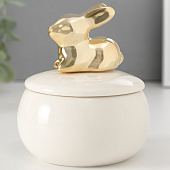 Шкатулка для украшений керамика Золотой кролик белая 8х8х10 см 10524159 Шкатулка для украшений керамика Золотой кролик белая 8х8х10 см 10524159