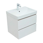  Тумба Вега подвесная 60 2 ящика бел.глянец с раковиной Ирис 308332+301802 Акванет 