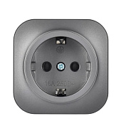  Розетка накладная с заземлением, цвет сталь, IEK GLORY 