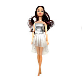 Кукла с шарнирными руками, в белом с серебром платье, 32х8 см, коробка, 2015-5 Кукла с шарнирными руками, в белом с серебром платье, 32х8 см, коробка, 2015-5