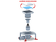 Трап горизонт D50 150х150 нерж решётка ( под плитку) h100мм комб затвор THZ5812 Трап горизонт D50 150х150 нерж решётка ( под плитку) h100мм комб затвор THZ5812