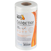  Салфетки из спанлейса Рыжий кот в рулоне с перфорацией 22х19см, соты, 100шт 105068 