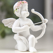 Сувенир Купидон в венке из роз, 6,5х6х5 см, полистоун, 906845 Сувенир Купидон в венке из роз, 6,5х6х5 см, полистоун, 906845