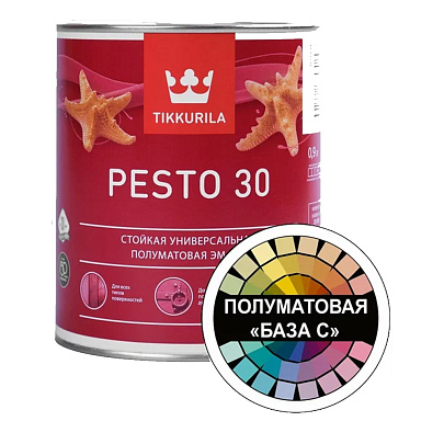  Эмаль полуматоваяTikkurila PESTO 30 База C 0,9л 