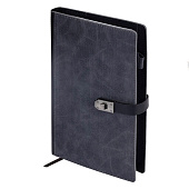  Ежедневник недатированный А5 152х220мм BRAUBERG Sirius, под кожу, застёжка, 160л, черный, 116213 