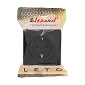  Розетка накладная с заземлением, цвет черн. бархат, Lezard LETO 