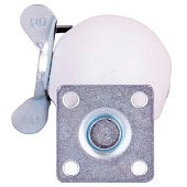 Опора колесная повор.на площ.со стоп. 50мм пласт/резин (матовый белый 1 шт)(40кг) 