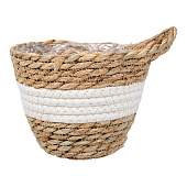 Кашпо плетеное "Танзания" с ручкой, натуральный, белый Lishan-08 XS Кашпо плетеное "Танзания" с ручкой, натуральный, белый Lishan-08 XS