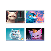  Альбом для рисования А4 40л., скоба, обложка картон, BRAUBERG, 203х288 мм, Суровые коты (4 вида), 107115 
