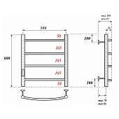  Полотенцесушитель электрический Афина П4 500x600 диммер слева хром PN04756 Point 