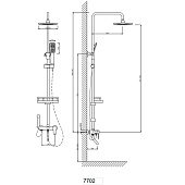  Душевая система со смесителем и тропическим душем с квадратными лейками с мыльницей с гиг.душем 7702 