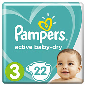  PAMPERS Подгузники Active Baby-Dry Midi (6-10 кг) Упаковка 22 