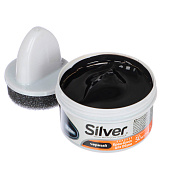 Крем-блеск для обуви SILVER банка с губкой, 50мл, черный, 459-112