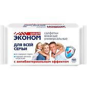 Влажные салфетки Эконом smart 100шт Для всей семьи Антибактериальные 583