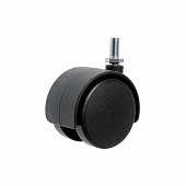 Колесная опора мебел. D50мм М10-25кг, поворот. без торм.,  с резьб., черный пластик - накл. Tech-Krep