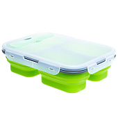 Контейнер силиконовый складной 3 отсека с ловилкой (PR-FH007) PR Контейнер силиконовый складной 3 отсека с ловилкой (PR-FH007) PR