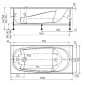  Ванна акриловая Nova 1500х700х400 (без каркаса без экрана) Oviva 