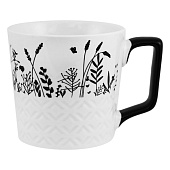 Кружка Летний принт 460мл, белый-чёрный, фарфор, 13641-4 Кружка Летний принт 460мл, белый-чёрный, фарфор, 13641-4
