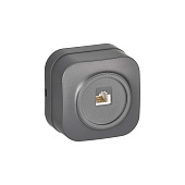 Розетка компьютерная накладная RJ45 cat 5e, цвет сталь, IEK GLORY