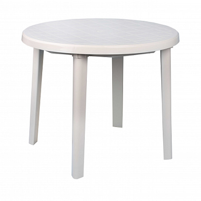  Стол пластиковый, круглый, бежевый 